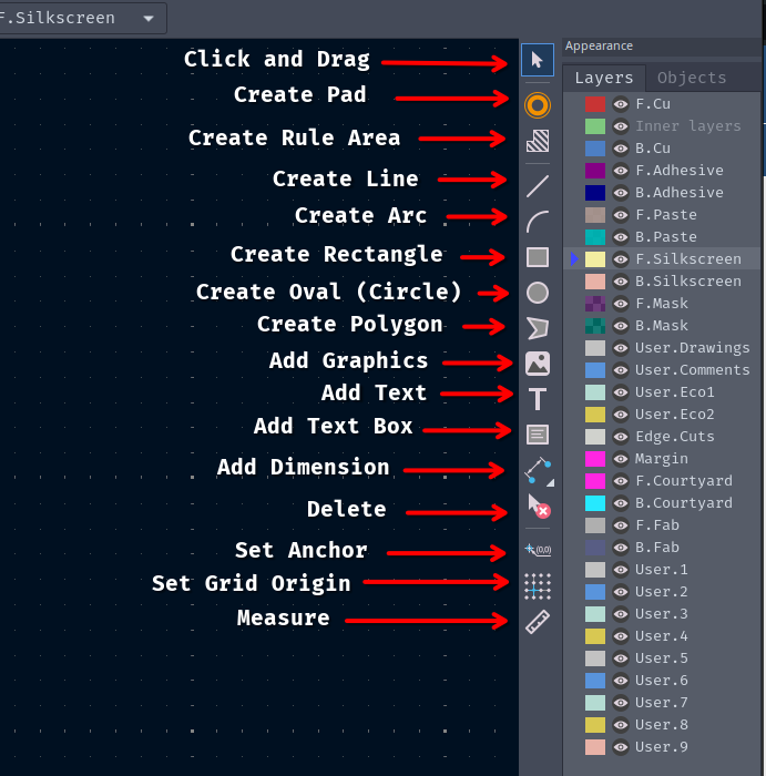 Footprint Editor Toolbar